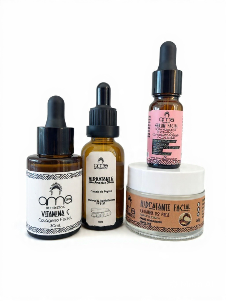 Kit Anti-Idade - Colágeno - Hidratante facial - hidratante área dos Olhos - Sérum de rosa mosqueta